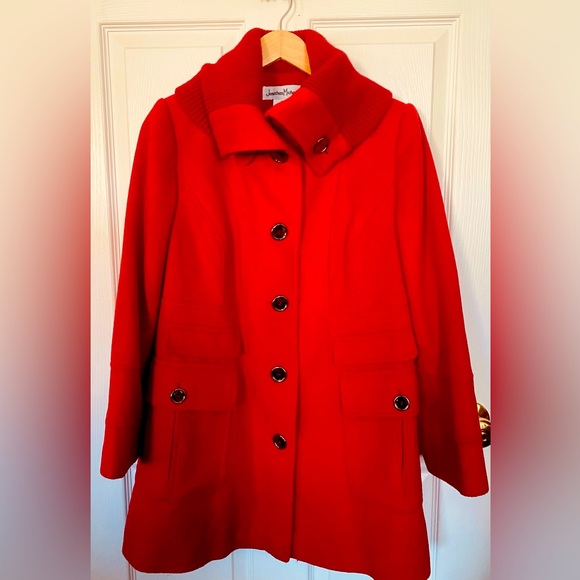 Jackets & Blazers - 60% Lamb Wool - Red Pea Style Coat